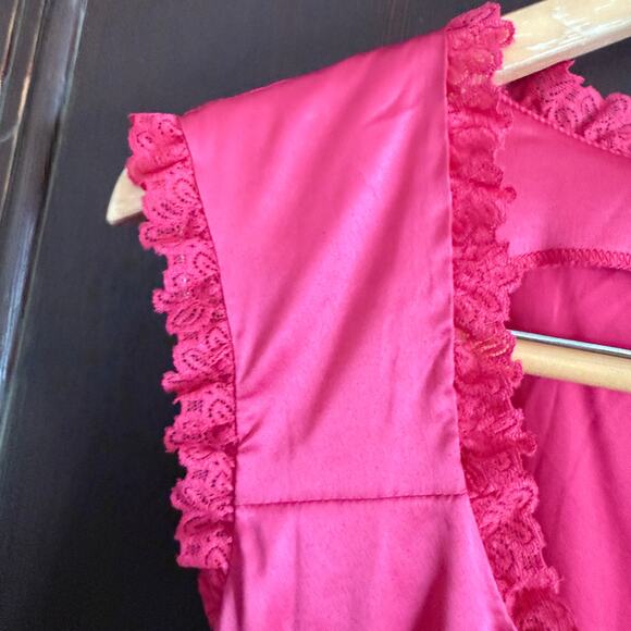 SUGAR THRILLZ | Dolls Kill Pink Satin Thinking About You Challis Dress | Small - Picture 6 of 8